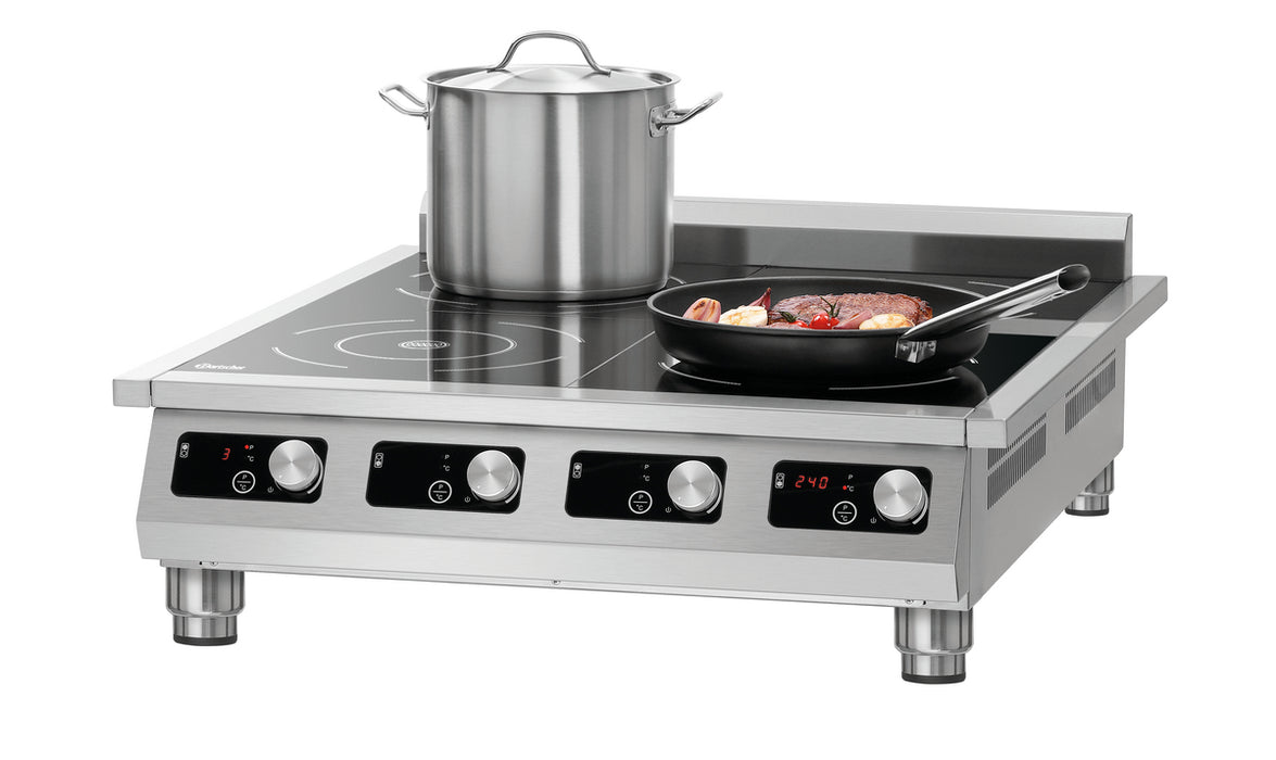 Bartscher Induktionskocher 4P 50-1 TCK - 4 Kochstellen, 5000 W, Edelstahl, Touch-Bedienung