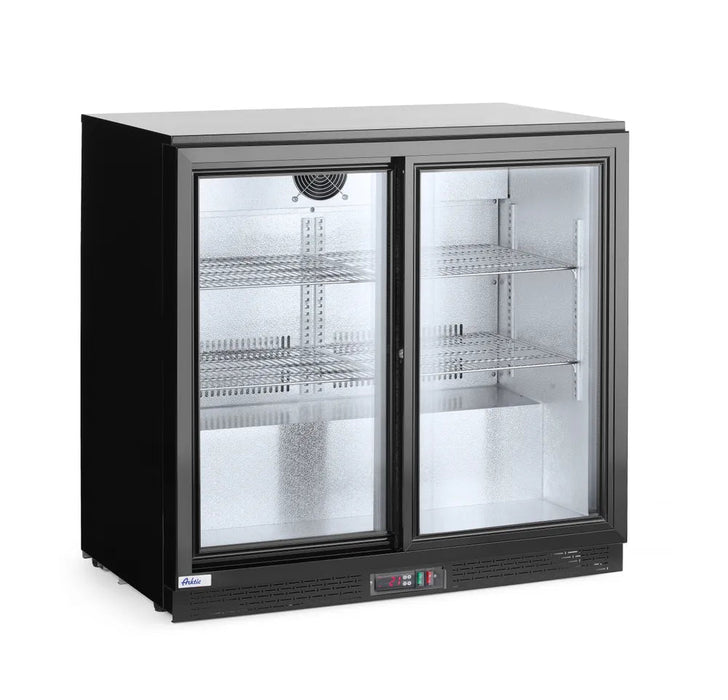 Arktic - Arktic Kühlschrank hinten mit doppelten Schiebetüren, 158L, Schwarz, 220-240V/160W, 900x520x(H)865mm - GastroDeals