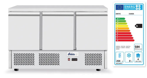 Arktic - Arktic Kühltisch, dreitürig Kitchen Line 380L, 230V/220W, 1375x700x(H)890mm - GastroDeals