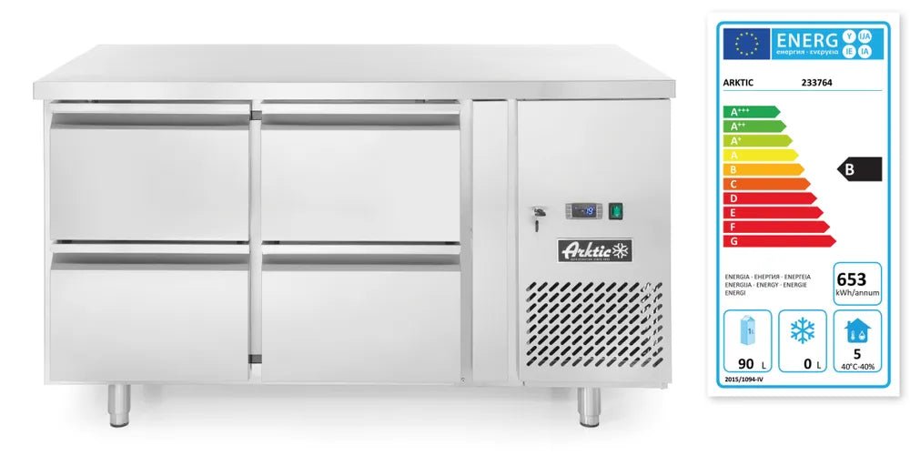 Arktic - Arktic Kühltisch mit 4 Schubladen Profi Line 280L, Profi Line, 230V/250W, 1360x700x(H)858mm - GastroDeals