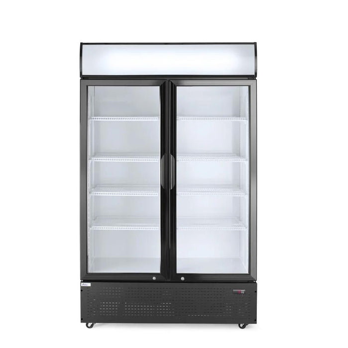 Arktic - Arktic Rückwandkühlschrank mit hinterleuchteter Blende, zweitürig, 512L, Schwarz, 220-240V/510W, 1120x585x(H)1900mm - GastroDeals