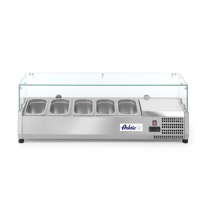 Arktic - Aufsatz - Kühlvitrine Gastronorm 1/4 - 5x GN 1/4, 1205x335x460 mm, Spuckschutz - Arktic - GastroDeals