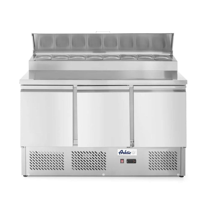 Arktic - Kühltisch dreitürig mit Aufsatz - Kühlvitrine - 380 L, Edelstahl, 1365x702x1265 mm - Arktic - GastroDeals
