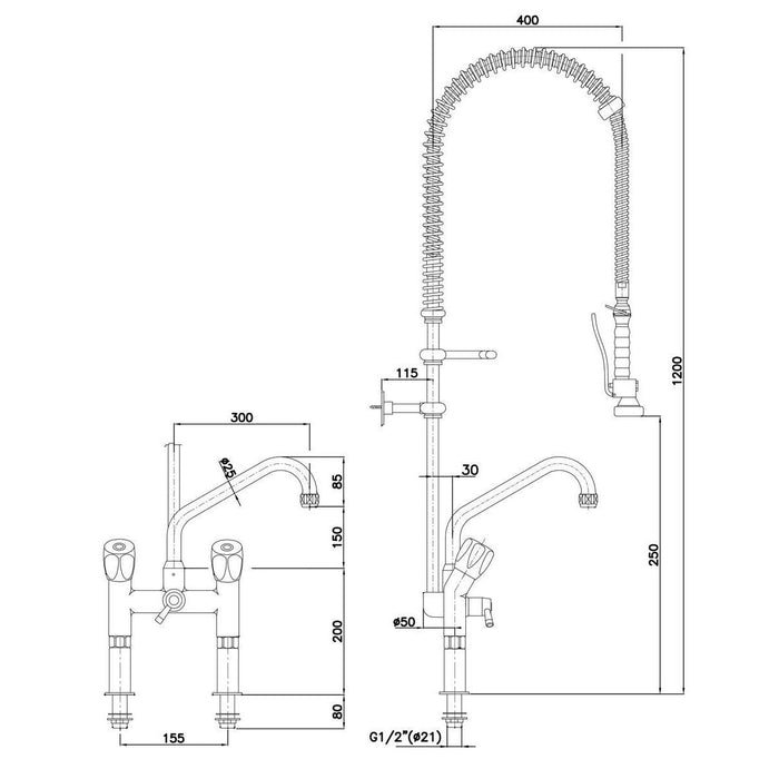 Bartscher - Bartscher Zweigriffmischer 40L-1802B - GastroDeals