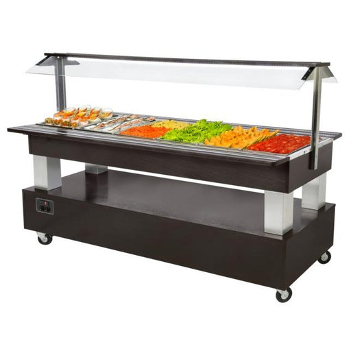 gel - o - mat - Doppelkühlbuffet Holz SB 60 F - 6 x 1/1 GN, mit Hustenschutz, LED - Beleuchtung - gel - o - mat - GastroDeals