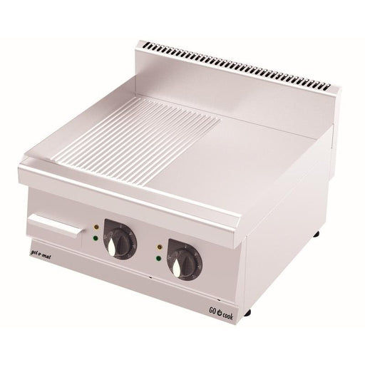 gel - o - mat - Elektrische Griddle - Platte GS6060E - Halb glatt, halb gerillt, Edelstahl, 600x600 mm - gel - o - mat - GastroDeals