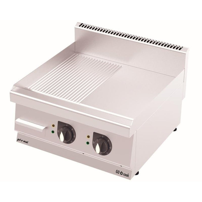 gel - o - mat - Elektrische Griddle - Platte GS6060E - Halb glatt, halb gerillt, Edelstahl, 600x600 mm - gel - o - mat - GastroDeals