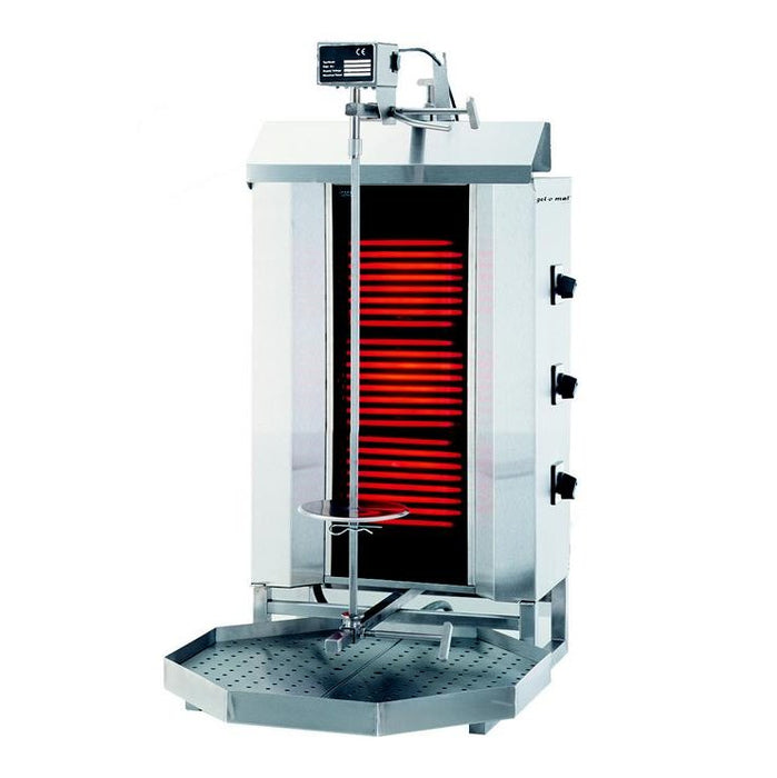 gel - o - mat - Elektrischer Gyros - /Kebab - Grill Robax Glas 40 KG GLG 230 - 3 Heizzonen, Edelstahl, 550x700x960 mm - gel - o - mat - GastroDeals