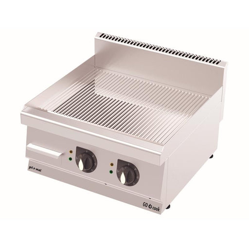 gel - o - mat - Elektro - Griddelplatte Serie 600 - 60 cm, Verchromt, Gerillt, Fettauffangschale - gel - o - mat - GastroDeals