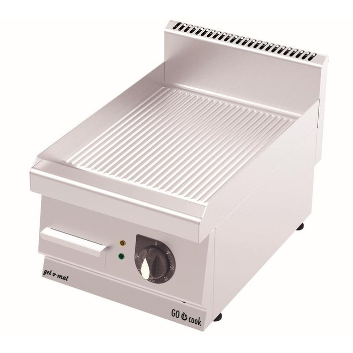 gel - o - mat - Elektro Griddle - Platte Serie 600 - 40 cm, Edelstahl, Gerillt - gel - o - mat - GastroDeals