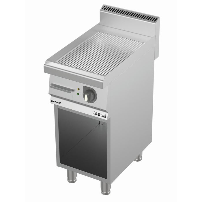 gel - o - mat - Elektro Grillplatte Serie 700 - 40 cm, Gerillt, mit Unterbau, Edelstahl - gel - o - mat - GastroDeals