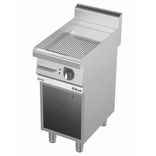 gel - o - mat - Elektro Grillplatte Serie 700 - 40 cm, Hart - Verchromt, Gerillt, mit Unterbau - gel - o - mat - GastroDeals