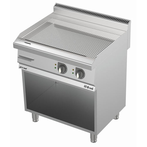 gel - o - mat - Elektro Grillplatte Serie 700 - Hart - Verchromt, Gerillt, 80 cm, mit Unterbau - gel - o - mat - GastroDeals