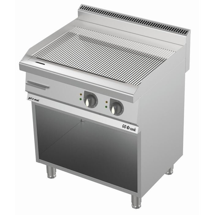 gel - o - mat - Elektro Grillplatte Serie 700 - Hart - Verchromt, Gerillt, 80 cm, mit Unterbau - gel - o - mat - GastroDeals