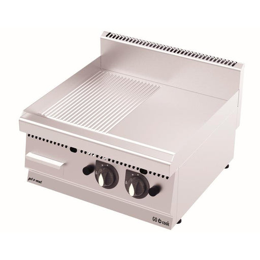 gel - o - mat - Gas Griddle - Platte GS6060G - Halb - glatt, halb - gerillt, 600x600 mm, 9,2 kW - gel - o - mat - GastroDeals