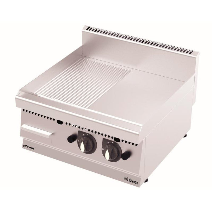 gel - o - mat - Gas Griddle - Platte GS6060G - Halb - glatt, halb - gerillt, 600x600 mm, 9,2 kW - gel - o - mat - GastroDeals