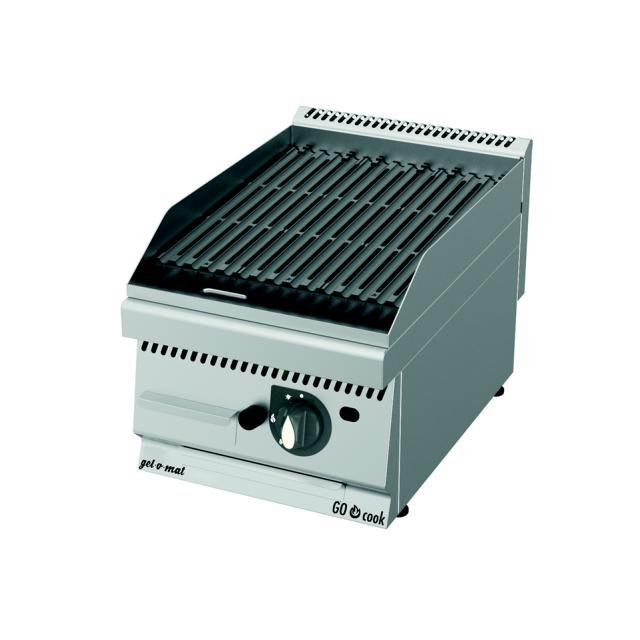 gel - o - mat - Gas Lavastein - Grill Serie 600 - 40 cm, 6,9 kW, Gusseisenrost, Piezo - Zündung - gel - o - mat - GastroDeals