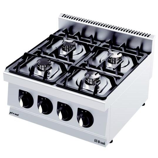gel - o - mat - Gas - Tischherd Serie 600 - 4 Brenner, 60 cm, 26 kW, Edelstahl - gel - o - mat - GastroDeals