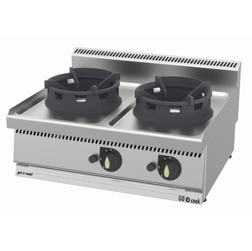 gel - o - mat - Gas Wok - Herd Serie 700 - 2 Brenner, 80 cm, 21,0 kW, mit Unterbau - gel - o - mat - GastroDeals