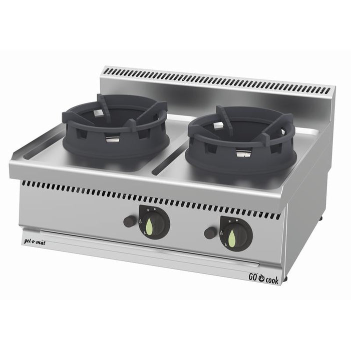 gel - o - mat - Gas Wok - Herd Serie 700 - 2 Brenner, 80 cm, 21,0 kW, mit Unterbau - gel - o - mat - GastroDeals
