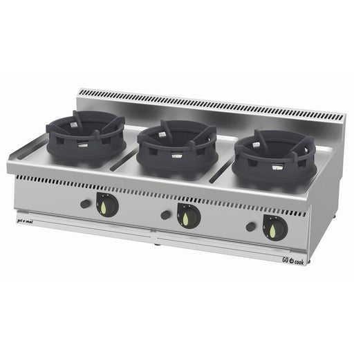 gel - o - mat - Gas Wok - Herd Serie 700 - 3 Brenner, 120 cm, 31,5 kW, Unterbau - gel - o - mat - GastroDeals