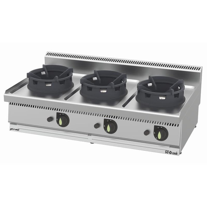 gel - o - mat - Gas Wok - Herd Serie 700 - 3 Brenner, 120 cm, 31,5 kW, Unterbau - gel - o - mat - GastroDeals