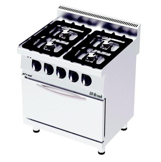 gel - o - mat - Gasherd Serie 700 - 4 Flammen, 80 cm, mit Elektro - Heißluft - Backofen, 36 kW - gel - o - mat - GastroDeals