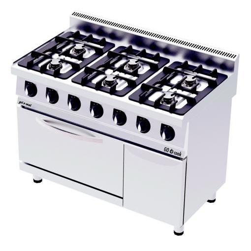 gel - o - mat - Gasherd Serie 700 - 6 Flammen, Gas - Backofen, 120 cm, 60 kW - gel - o - mat - GastroDeals