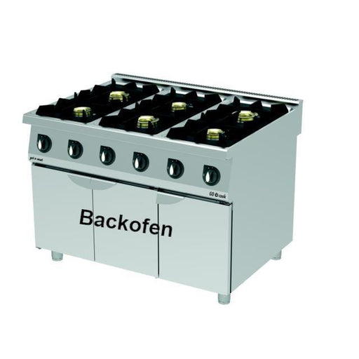 gel - o - mat - Gasherd Serie 700 - 6 Flammen, Gasbackofen, 120 cm, 54,0 kW - gel - o - mat - GastroDeals