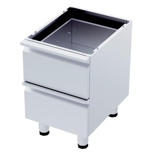 gel - o - mat - Neutraler Unterbau aus Edelstahl - 2 Schubladen, Höhenverstellbar, 400x600x610 mm - gel - o - mat - GastroDeals