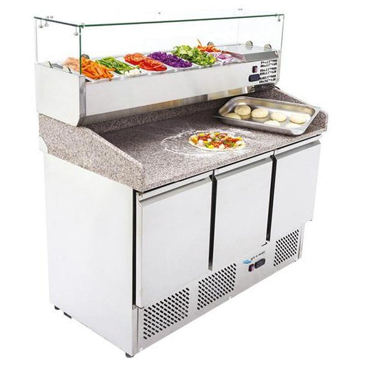 gel - o - mat - Pizza Kühltisch Gelo Line ESL 3852GR - 3 Türen, Granit - Arbeitsplatte, 136,5 cm - gel - o - mat - GastroDeals