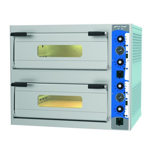 gel - o - mat - Pizza - Ofen GE6302WAB Analog - 2 Backkammern, Schamottsteine, 1210x810x765 mm - gel - o - mat - GastroDeals
