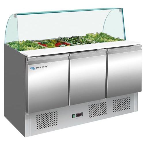 gel - o - mat - Saladette Gelo Line S903 CG - Rundglasaufsatz, 3 Türen, 136,5 cm - gel - o - mat - GastroDeals