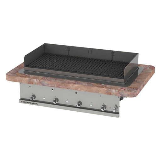 Heidebrenner - Heidebrenner Einbau Gas Lavasteingrill PANAREA - 680 mm, 51,2 kW, 4 Zonen, Indoor, Edelstahl V - Rost - GastroDeals