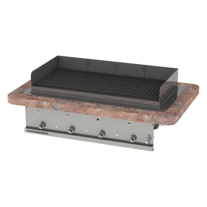Heidebrenner - Heidebrenner Einbau Gas Lavasteingrill PANAREA - 680 mm, 51,2 kW, 4 Zonen, Indoor, Edelstahl V - Rost - GastroDeals