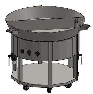 Heidebrenner - Heidebrenner Elektro Riesen - Stahlpfanne - Ø 1000 mm, 2 - geteilt, Edelstahlgestell, Fahrbar - GastroDeals