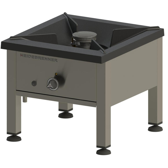 Heidebrenner - Heidebrenner Gas - Hockerkocher "ROSTOCK" - 9,3 kW, Guss - Topfauflage, 590 mm, Edelstahlgestell - GastroDeals
