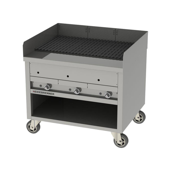 Heidebrenner - Heidebrenner Gas Lavasteingrill ÄTNA - 900 mm, 38,4 kW - Outdoor, 3 Heizzonen, Fahrbar - GastroDeals