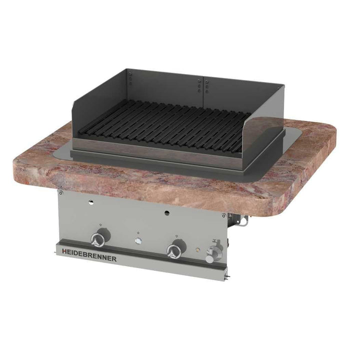 Heidebrenner - Heidebrenner Gas - Lavasteingrill KOS - 580 mm, 18,6 kW, Indoor, Edelstahl V - Rost, Elektrische Zündung - GastroDeals