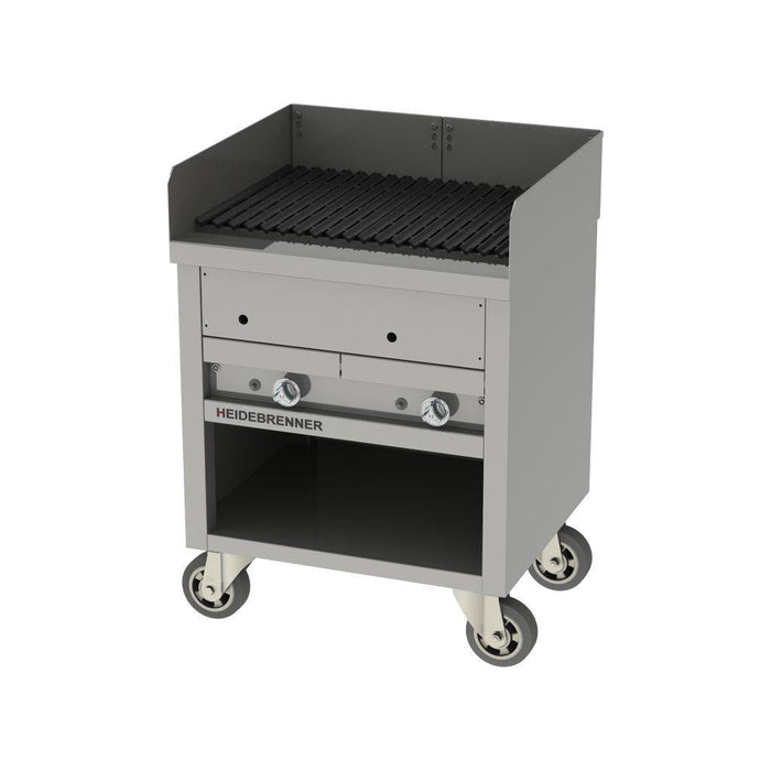 Heidebrenner - Heidebrenner Gas Lavasteingrill KOS - Outdoor, 18,6 kW, 650 mm, Fahrbar, Edelstahl V - Rost - GastroDeals
