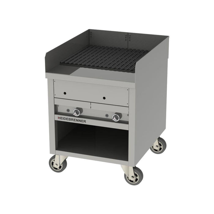 Heidebrenner - Heidebrenner Gas Lavasteingrill KOS - Outdoor, 25,6 kW, 900 mm, Fahrbar, 2 Heizzonen - GastroDeals