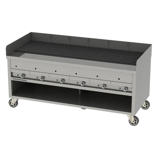 Heidebrenner - Heidebrenner Gas Lavasteingrill "VULCANO" - Outdoor, 900 mm, 76,8 kW, Fahrbar, Edelstahl V - Rost - GastroDeals