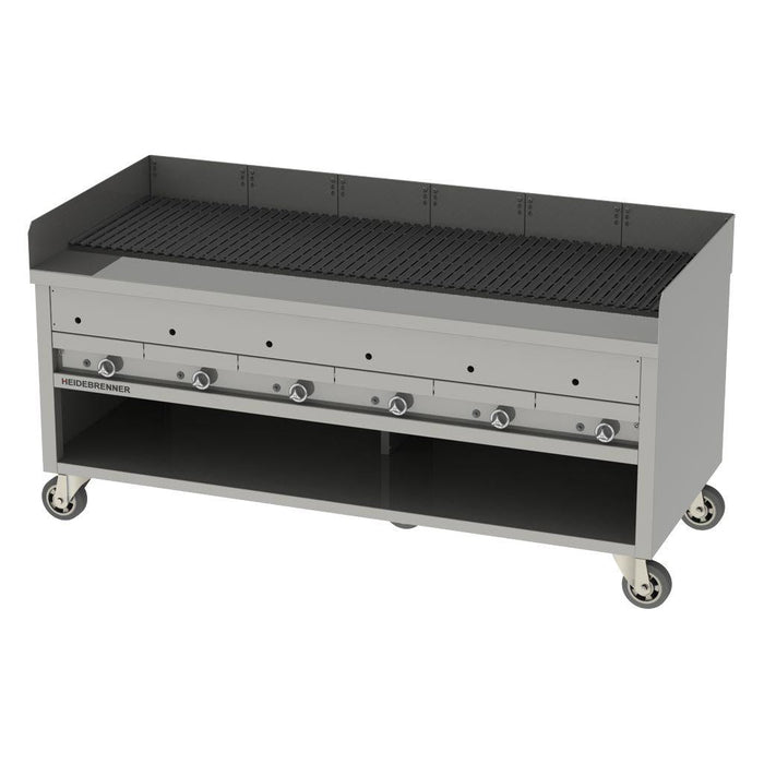 Heidebrenner - Heidebrenner Gas Lavasteingrill "VULCANO" - Outdoor, 900 mm, 76,8 kW, Fahrbar, Edelstahl V - Rost - GastroDeals