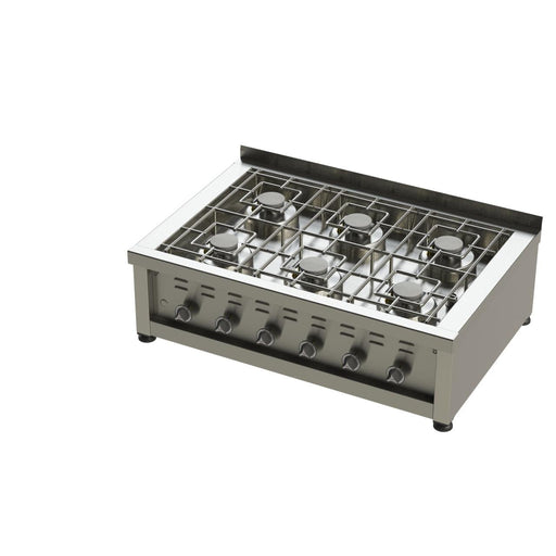 Heidebrenner - Heidebrenner Gas Range "Kalifornien" - 34,8 kW, 750 mm, 6 Kochzonen, Edelstahl, Einseitige Bedienung - GastroDeals