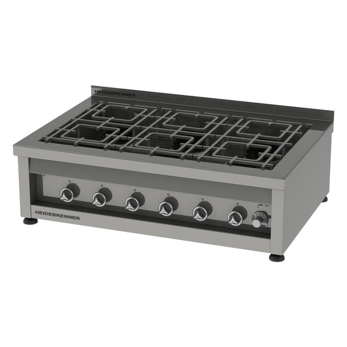 Heidebrenner - Heidebrenner Gas Range "Kalifornien" - 52,2 kW, 750 mm, 6 Kochzonen, Edelstahl - GastroDeals