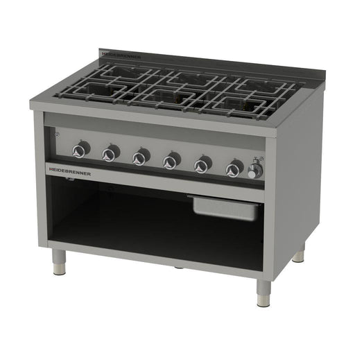 Heidebrenner - Heidebrenner Gas Range "Kalifornien" - 52,2 kW, 750 mm, 6 Kochzonen, Edelstahl, Wasserbefüllung - GastroDeals