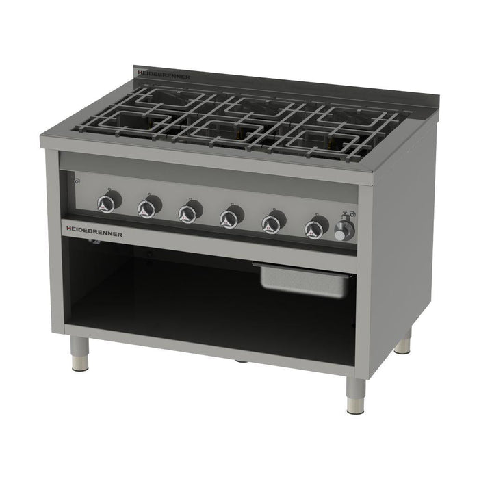 Heidebrenner - Heidebrenner Gas Range "Kalifornien" - 52,2 kW, 750 mm, 6 Kochzonen, Edelstahl, Wasserbefüllung - GastroDeals