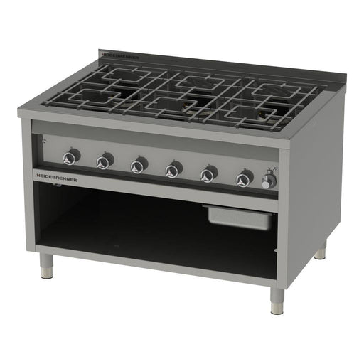 Heidebrenner - Heidebrenner Gas Range KALIFORNIEN - 52,2 kW, 900 mm - 6 Kochzonen, Edelstahl, Einseitige Bedienung - GastroDeals