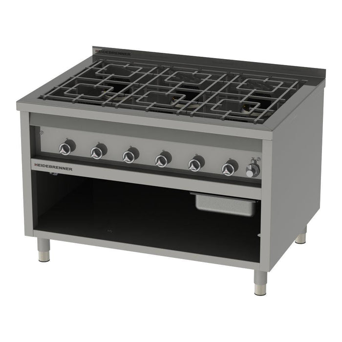 Heidebrenner - Heidebrenner Gas Range KALIFORNIEN - 52,2 kW, 900 mm - 6 Kochzonen, Edelstahl, Einseitige Bedienung - GastroDeals