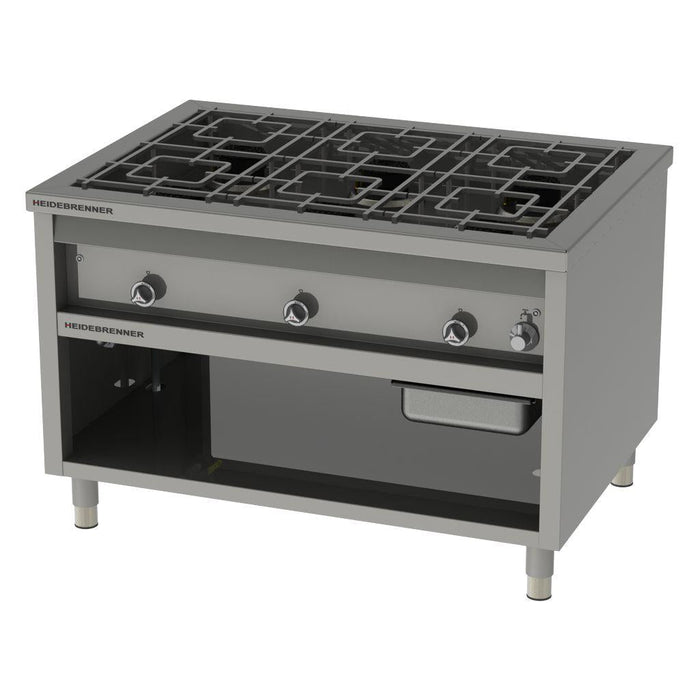 Heidebrenner - Heidebrenner Gas Range "Kalifornien" - 6 - flammig, 52,2 kW, 1275x900x850 mm - GastroDeals
